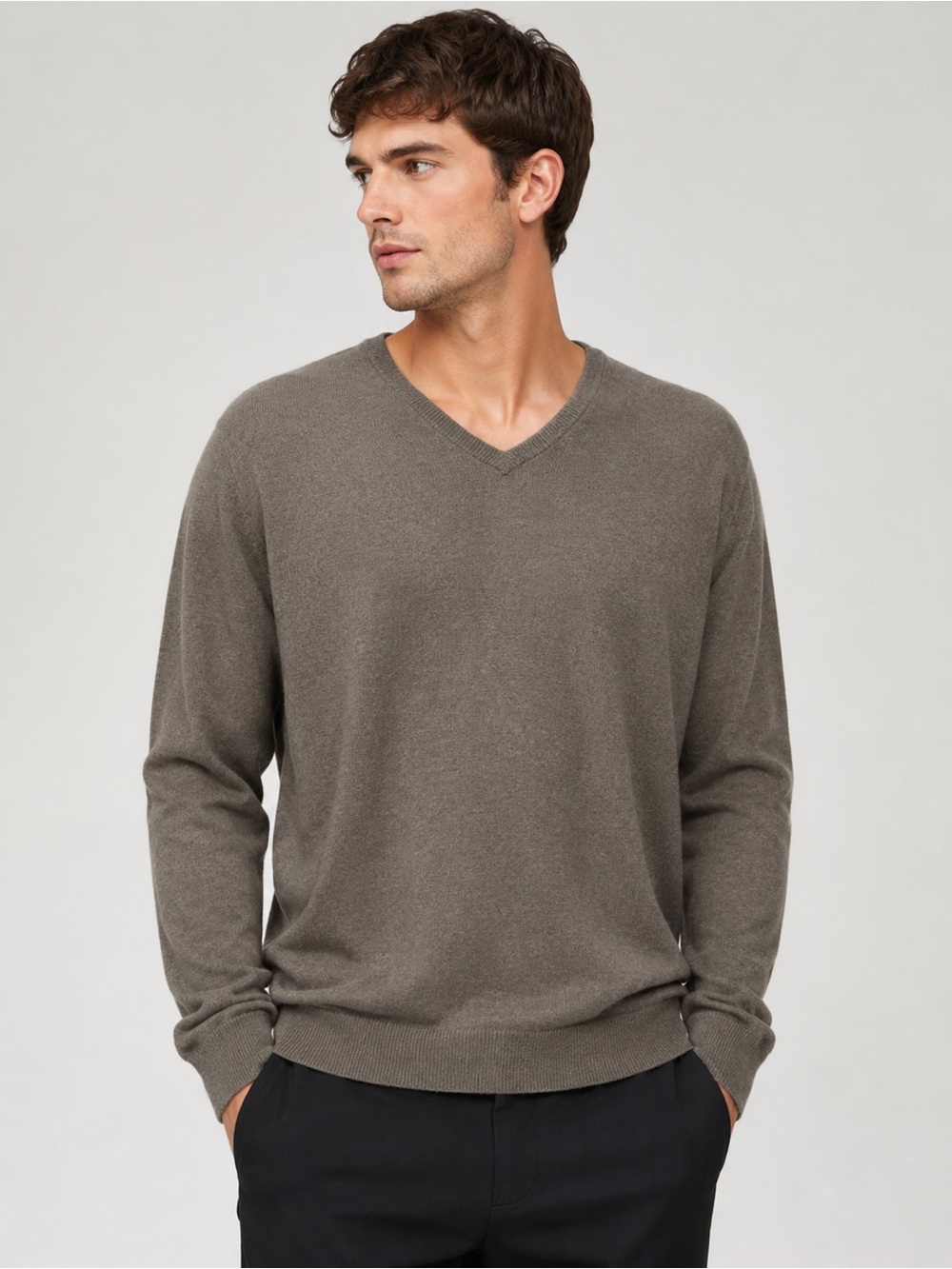 j.crew cotton cashmere v-neck sweater brown men’s size large
